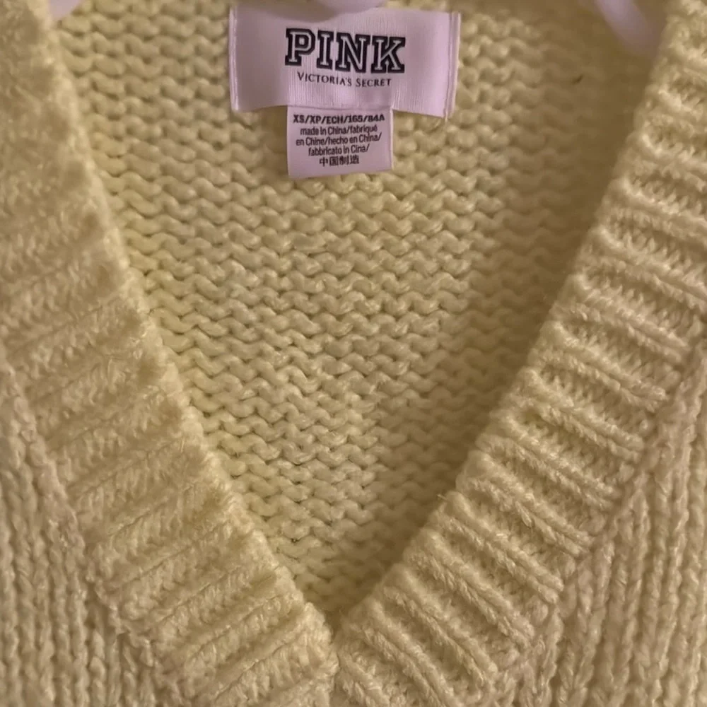 victoria's Secret pink Neon  Yellow V-Neck Sweater